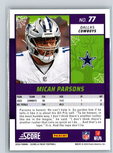 2024 Score-A-Treat #77 Micah Parsons Green Bats M69