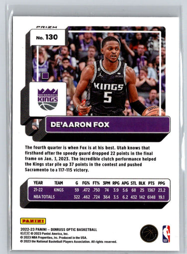2022-23 Donruss Optic #130 De'Aaron Fox Holo M69