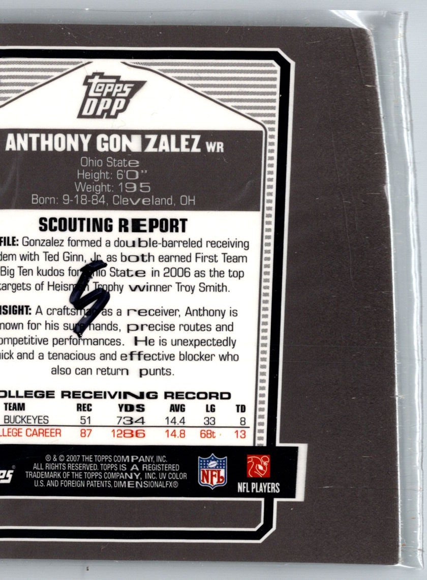 2007 Topps Draft Picks & Prospects #152 Anthony Gonzalez Chrome Black M70