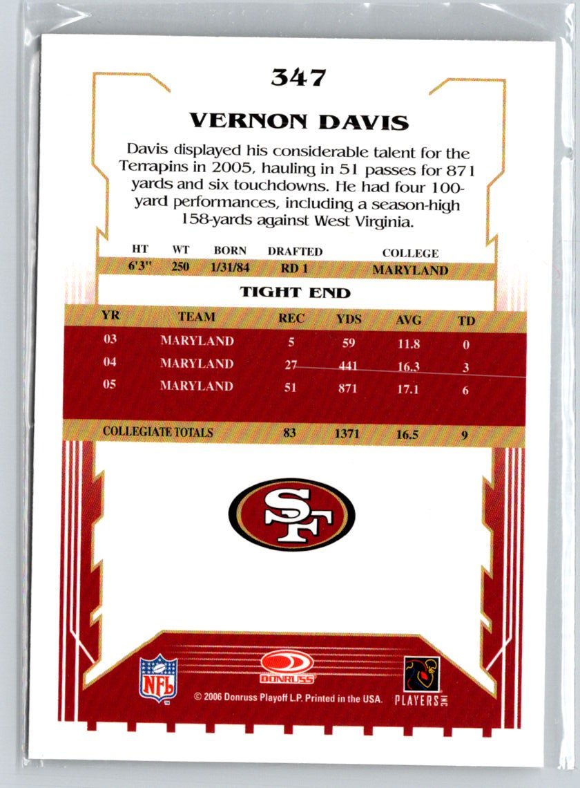 2006 Score #347 Vernon Davis M70