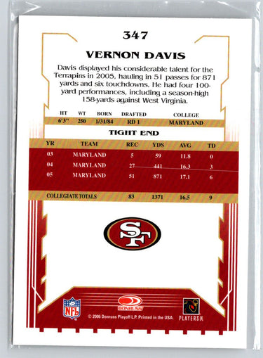 2006 Score #347 Vernon Davis M70