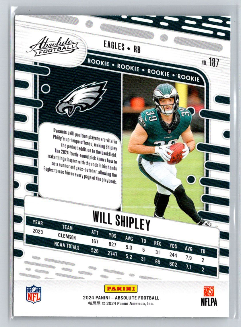2024 Panini Absolute #187 Will Shipley Retail N01