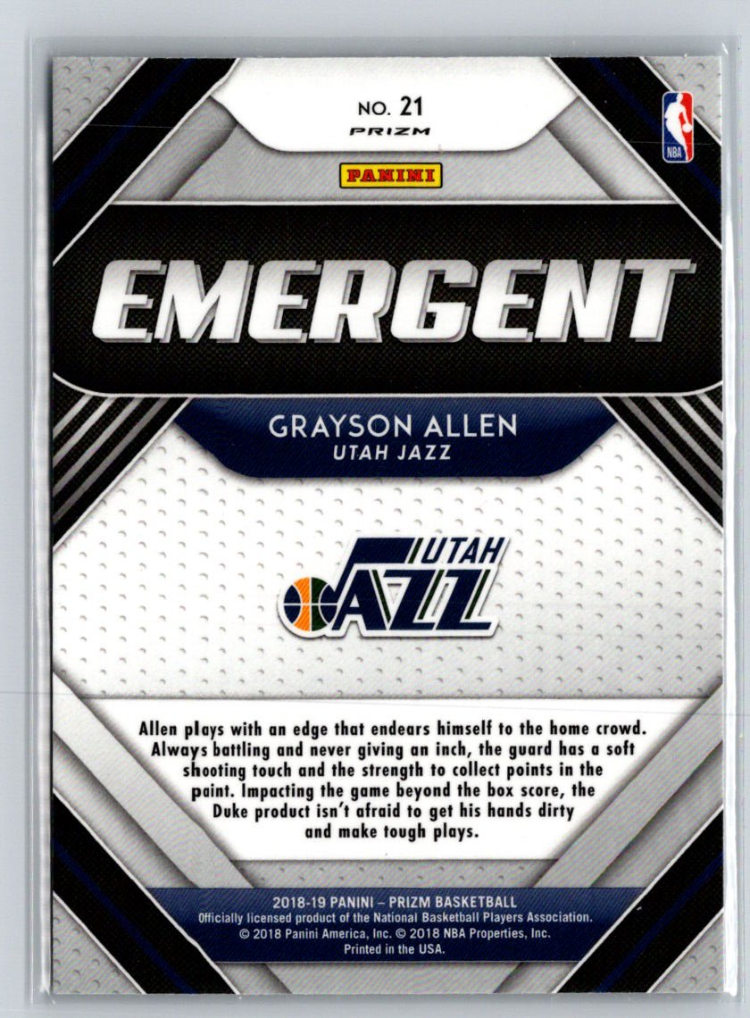 2018-19 Panini Prizm #21 Grayson Allen Emergent Silver N02