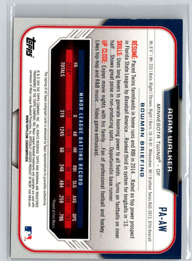 2015 Bowman - Paper Prospect Retail Autographs #PA-AW Adam Walker N03