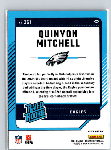 2024 Donruss #361 Quinyon Mitchell Optic Rated Rookies Preview Red and Green N04