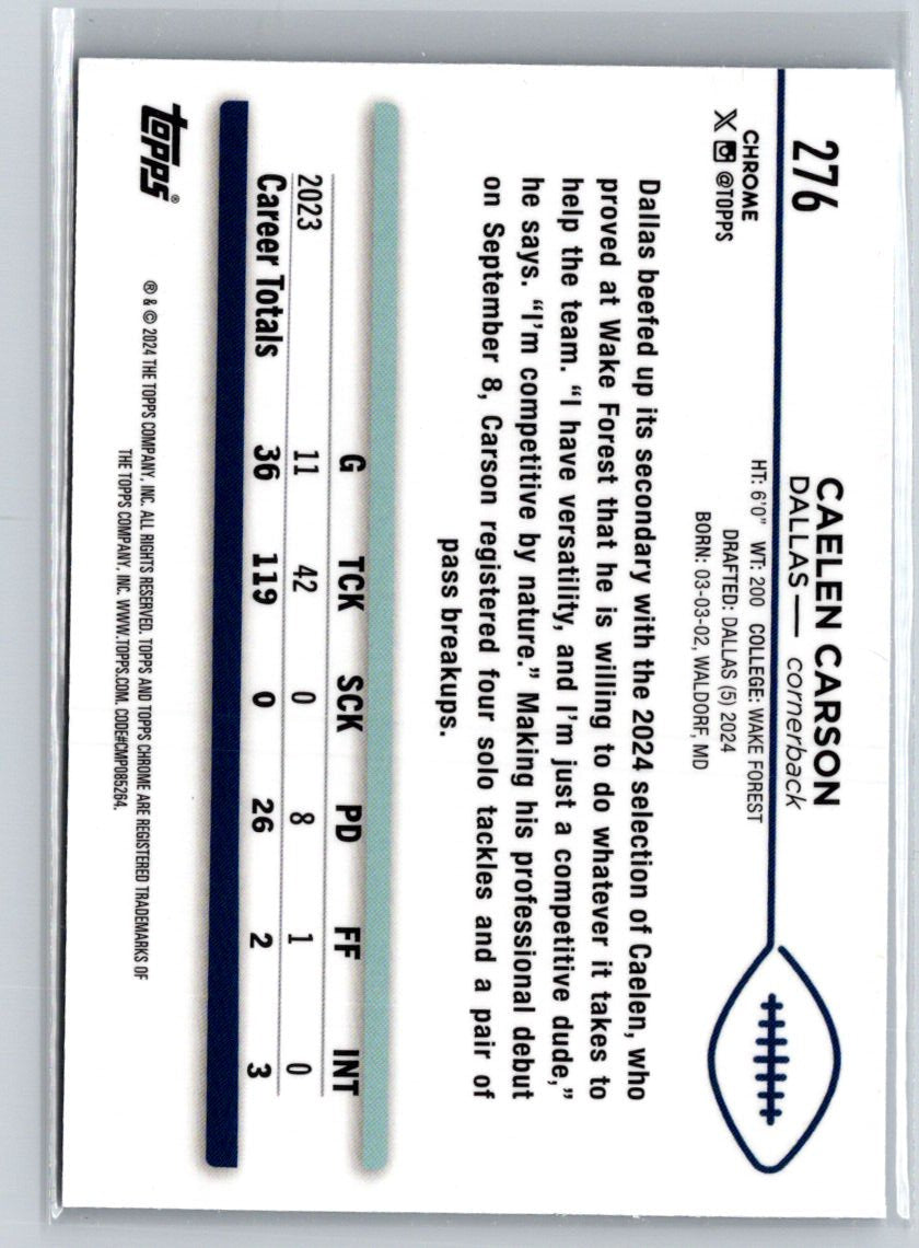 2024 Topps Chrome #276 Caelen Carson Blue Sonar Refractor #/150 N06