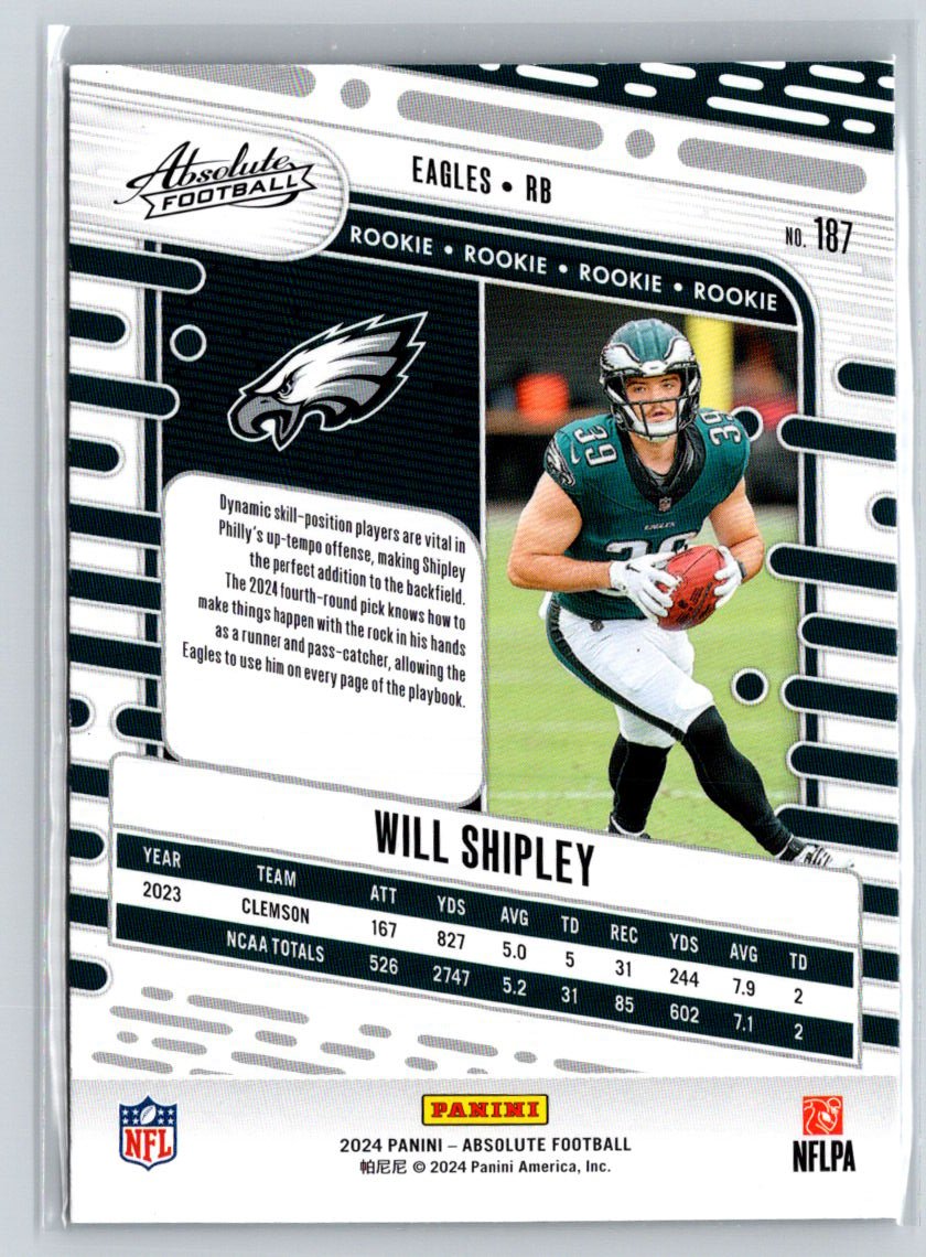 2024 Panini Absolute #187 Will Shipley Red N06