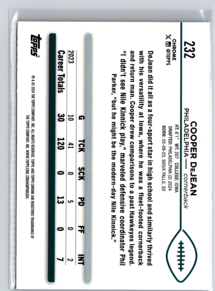 2024 Topps Chrome #232 Cooper DeJean N06