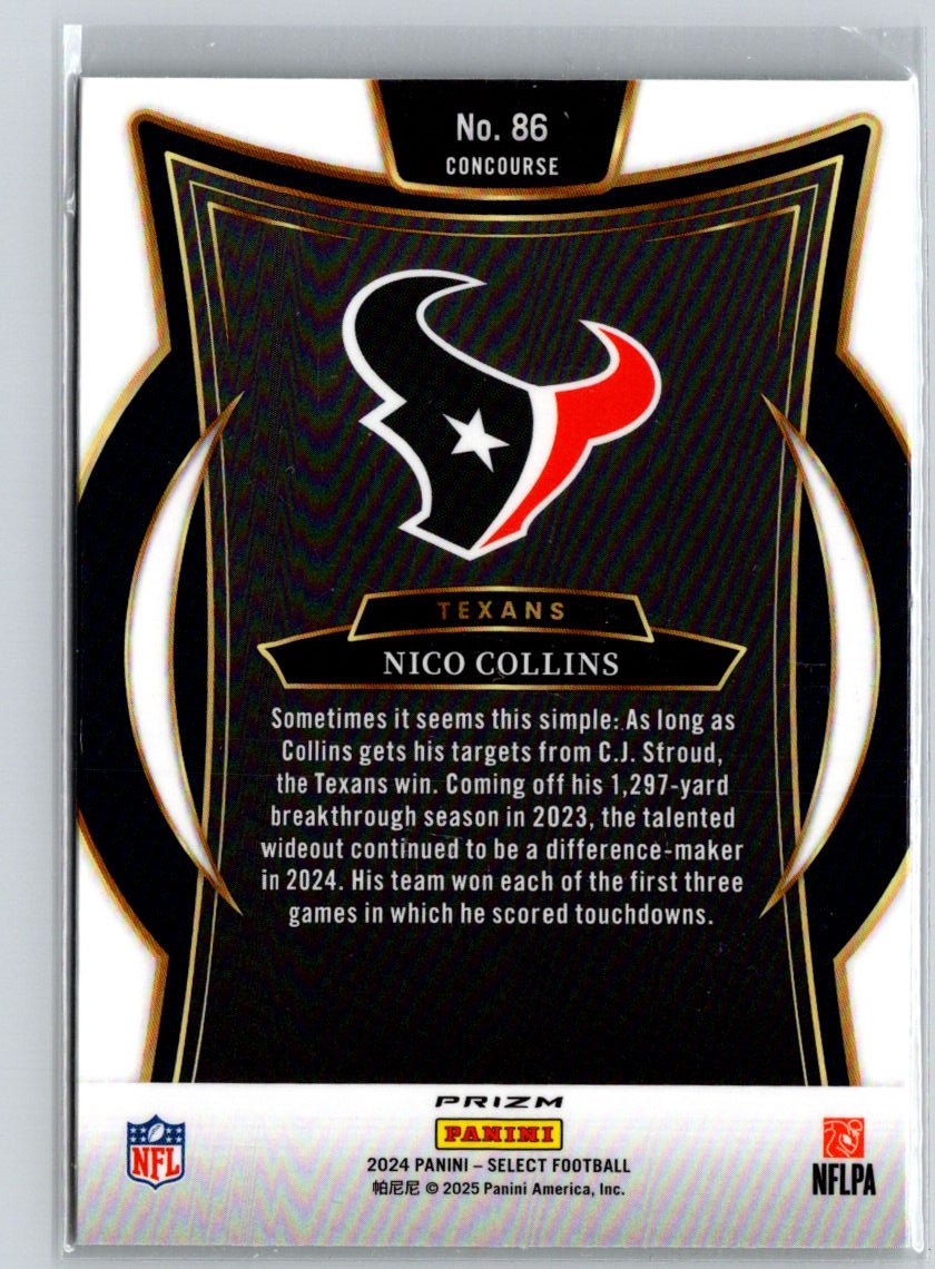 2024 Panini Select #86 Nico Collins Green & Yellow Prizm Shock N07