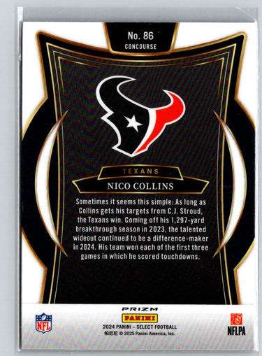 2024 Panini Select #86 Nico Collins Green & Yellow Prizm Shock N07