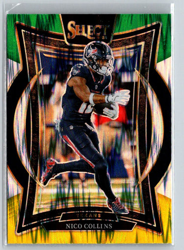 2024 Panini Select #86 Nico Collins Green & Yellow Prizm Shock N07