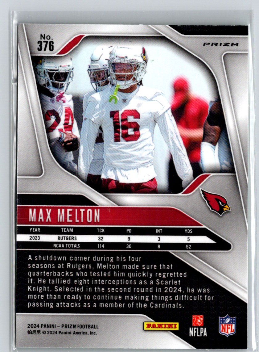 2024 Panini Prizm #376 Max Melton Neon Green Pulsar N07