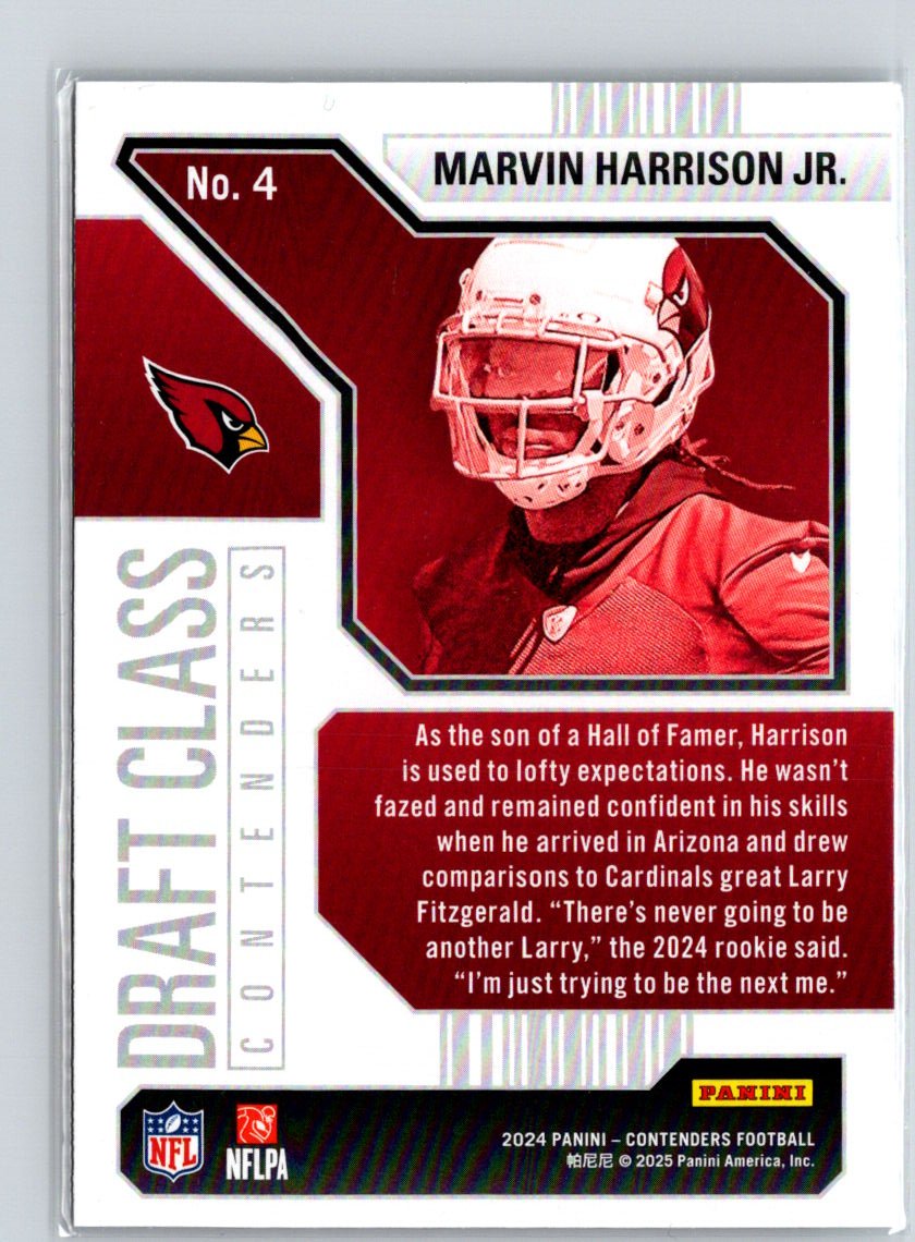 2024 Panini Contenders #4 Marvin Harrison Jr. Draft Class Contenders N07