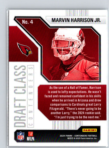 2024 Panini Contenders #4 Marvin Harrison Jr. Draft Class Contenders N07