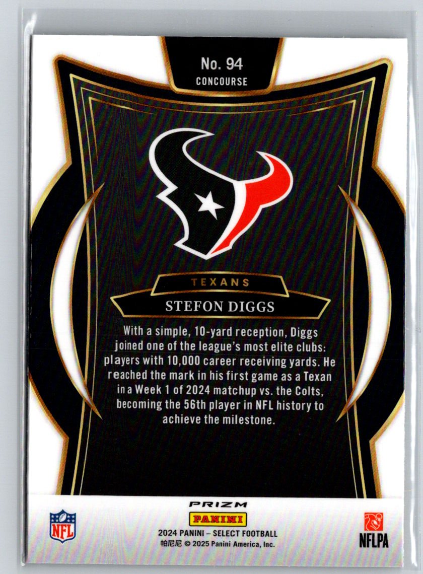 2024 Panini Select #94 Stefon Diggs Black & Orange Prizm Shock N07