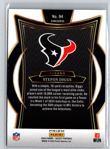 2024 Panini Select #94 Stefon Diggs Black & Orange Prizm Shock N07