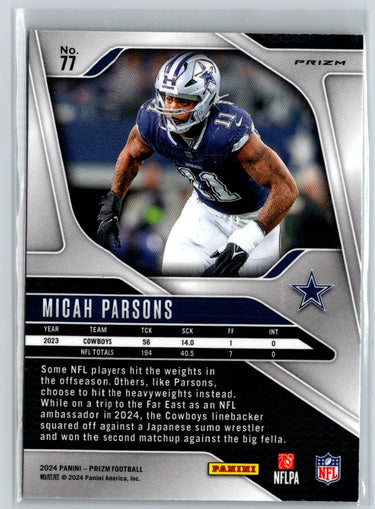 2024 Panini Prizm #77 Micah Parsons Neon Green Pulsar N07