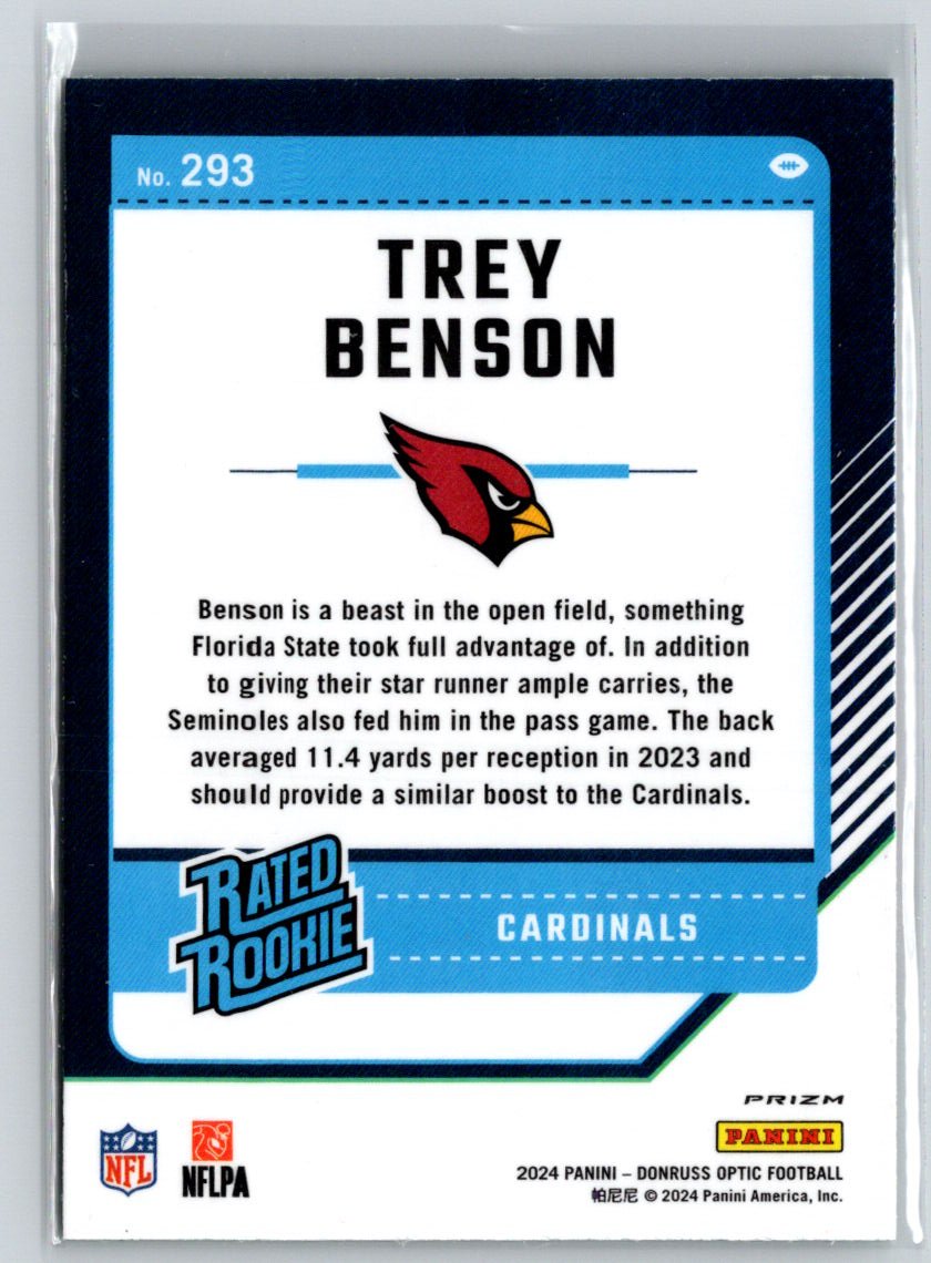 2024 Donruss Optic #293 Trey Benson Green Velocity N08