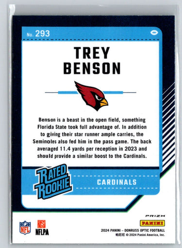 2024 Donruss Optic #293 Trey Benson Green Velocity N08