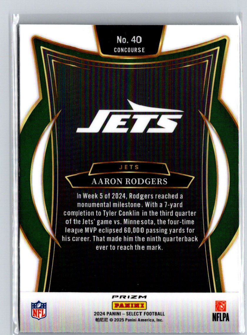 2024 Panini Select #40 Aaron Rodgers Red & Blue Prizm Shock N08