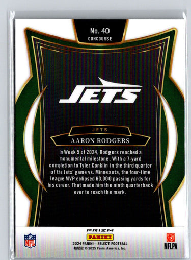 2024 Panini Select #40 Aaron Rodgers Red & Blue Prizm Shock N08