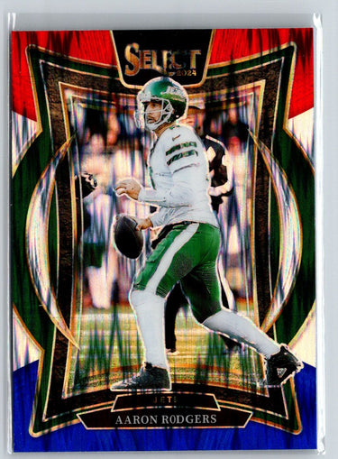 2024 Panini Select #40 Aaron Rodgers Red & Blue Prizm Shock N08