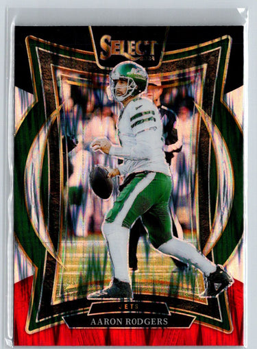 2024 Panini Select #40 Aaron Rodgers Green & Red Prizm Shock N10