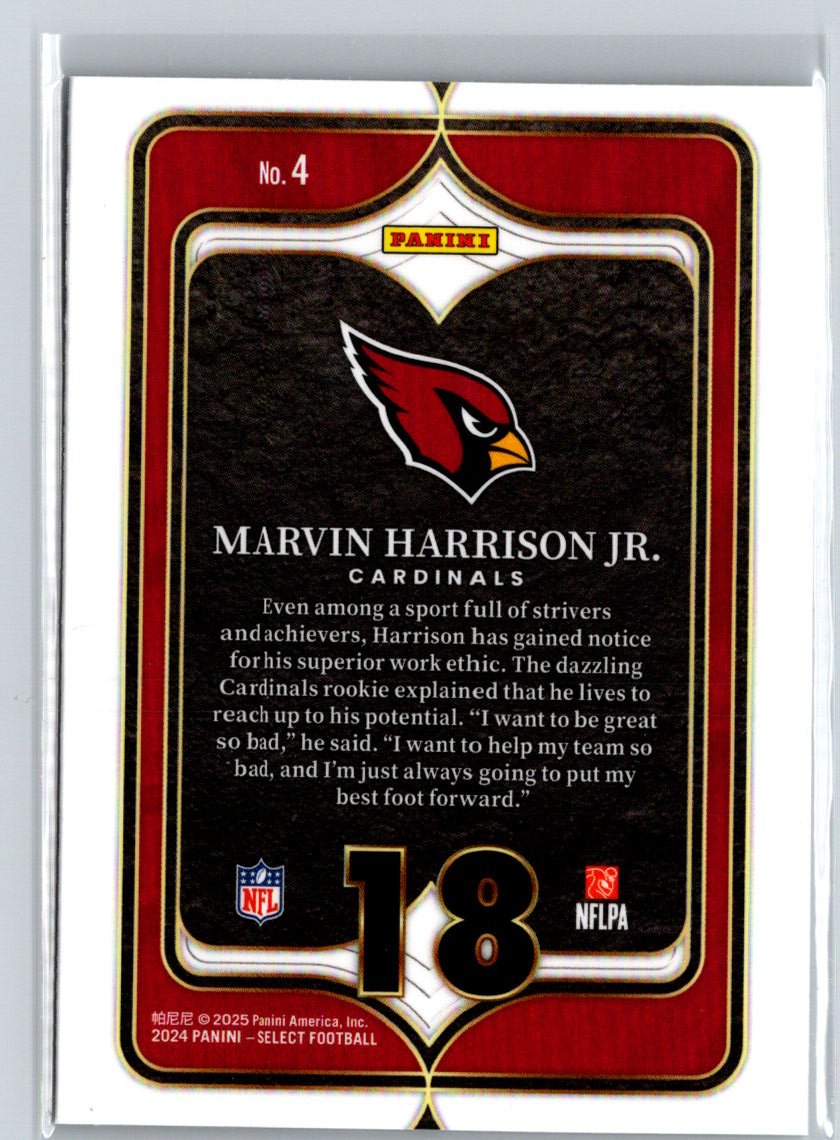 2024 Panini Select #4 Marvin Harrison Jr. Select Numbers N10