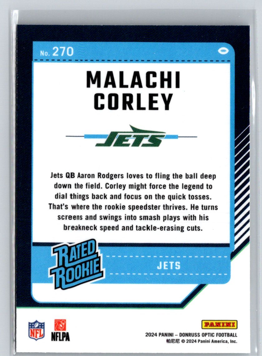 2024 Donruss Optic #270 Malachi Corley Aqua #/299 N10