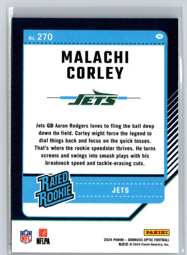 2024 Donruss Optic #270 Malachi Corley Aqua #/299 N10