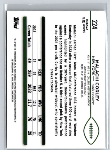 2024 Topps Chrome #224 Malachi Corley N11