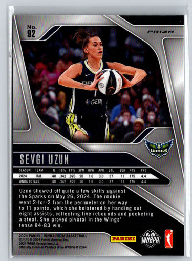 2024 Panini Prizm WNBA #92 Sevgi Uzun Silver Prizms N12
