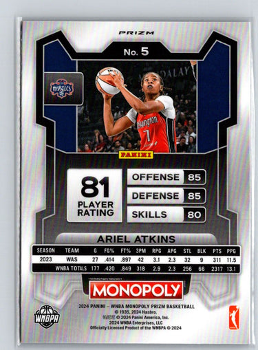 2024 Panini Prizm Monopoly WNBA #5 Ariel Atkins Classic Icons Red Prizm N12