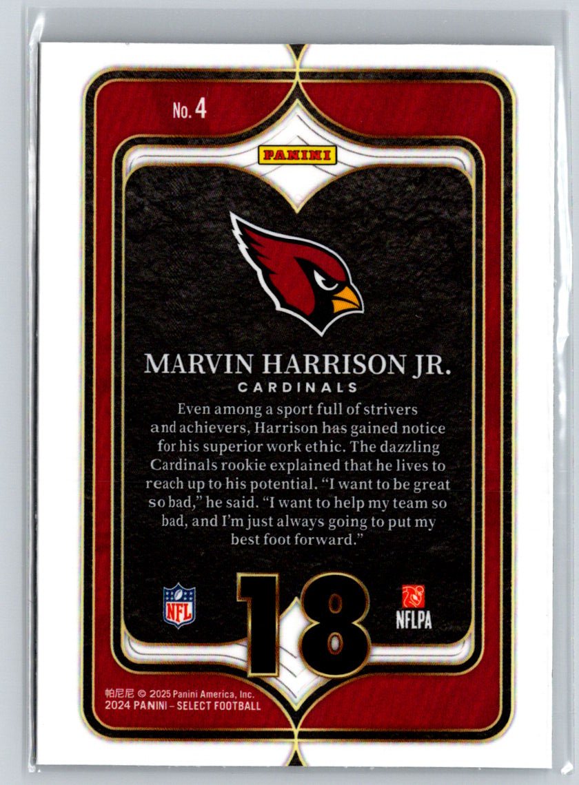 2024 Panini Select #4 Marvin Harrison Jr. Select Numbers N12
