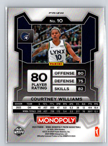 2024 Prizm Monopoly WNBA #10 Courtney Williams Classic Icons Red Prizm N13