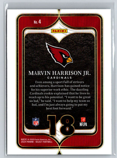 2024 Panini Select #4 Marvin Harrison Jr. Select Numbers N13