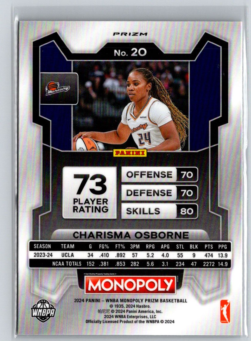 2024 Panini Prizm Monopoly WNBA #20 Charisma Osborne Classic Icons Red Prizm N14