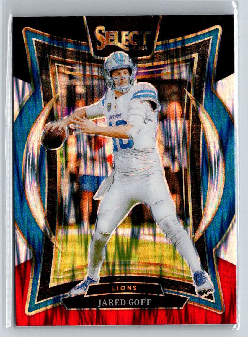 2024 Panini Select #36 Jared Goff Black & Red Prizm Shock N14