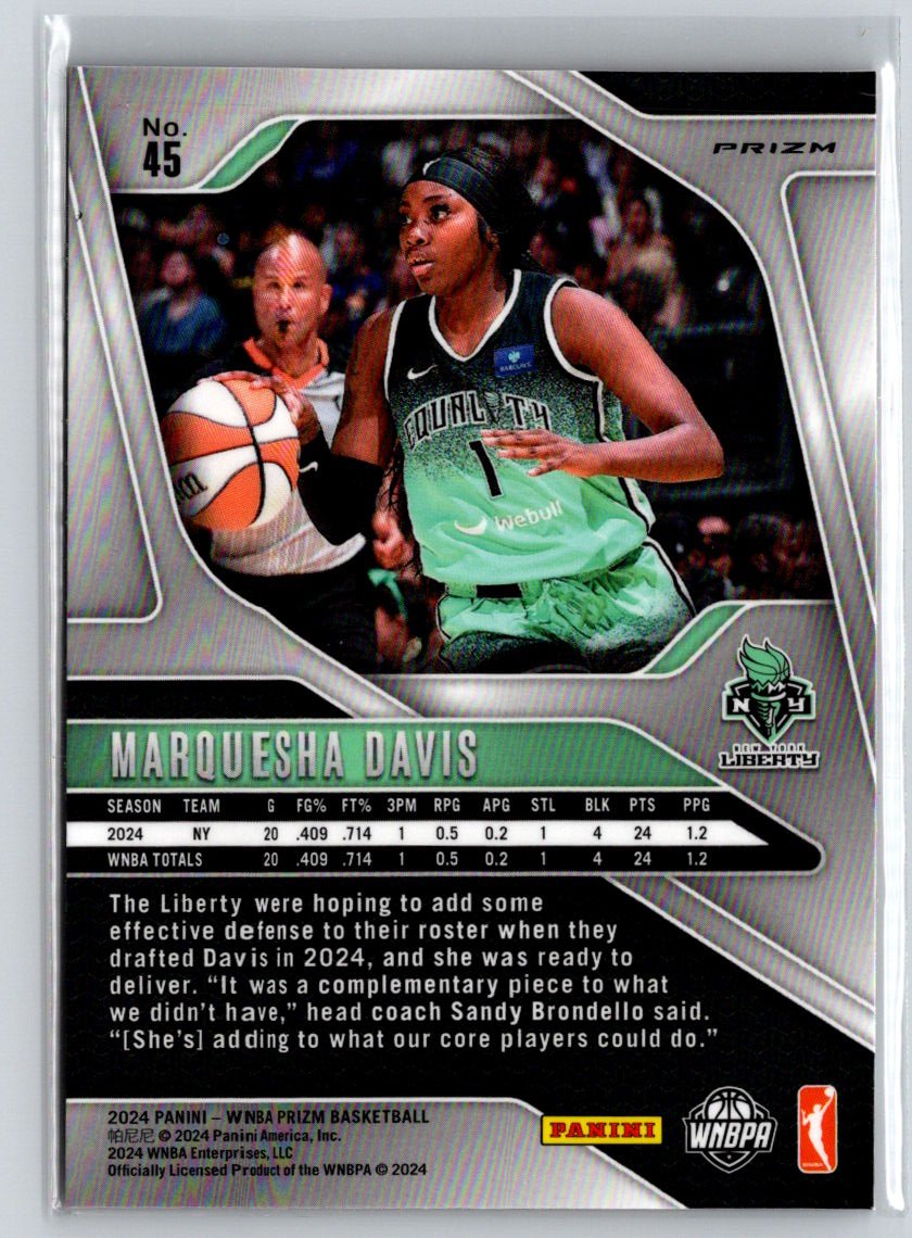 2024 Panini Prizm WNBA #45 Marquesha Davis Ice Orange Prizms N15