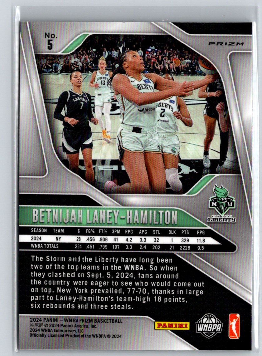 2024 Panini Prizm WNBA #5 Betnijah Laney-Hamilton Ice Prizms N17