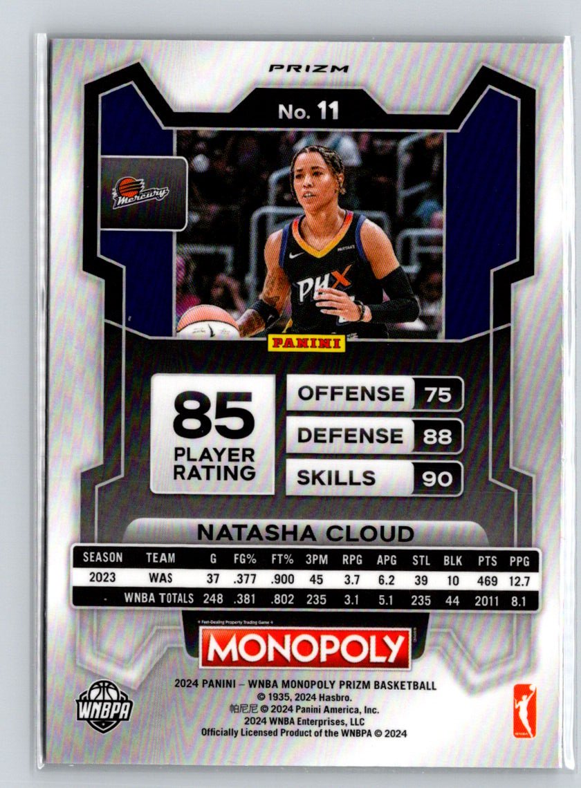 2024 Panini Prizm Monopoly WNBA #11 Natasha Cloud Classic Icons Red Prizm N17
