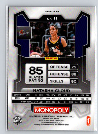 2024 Panini Prizm Monopoly WNBA #11 Natasha Cloud Classic Icons Red Prizm N17