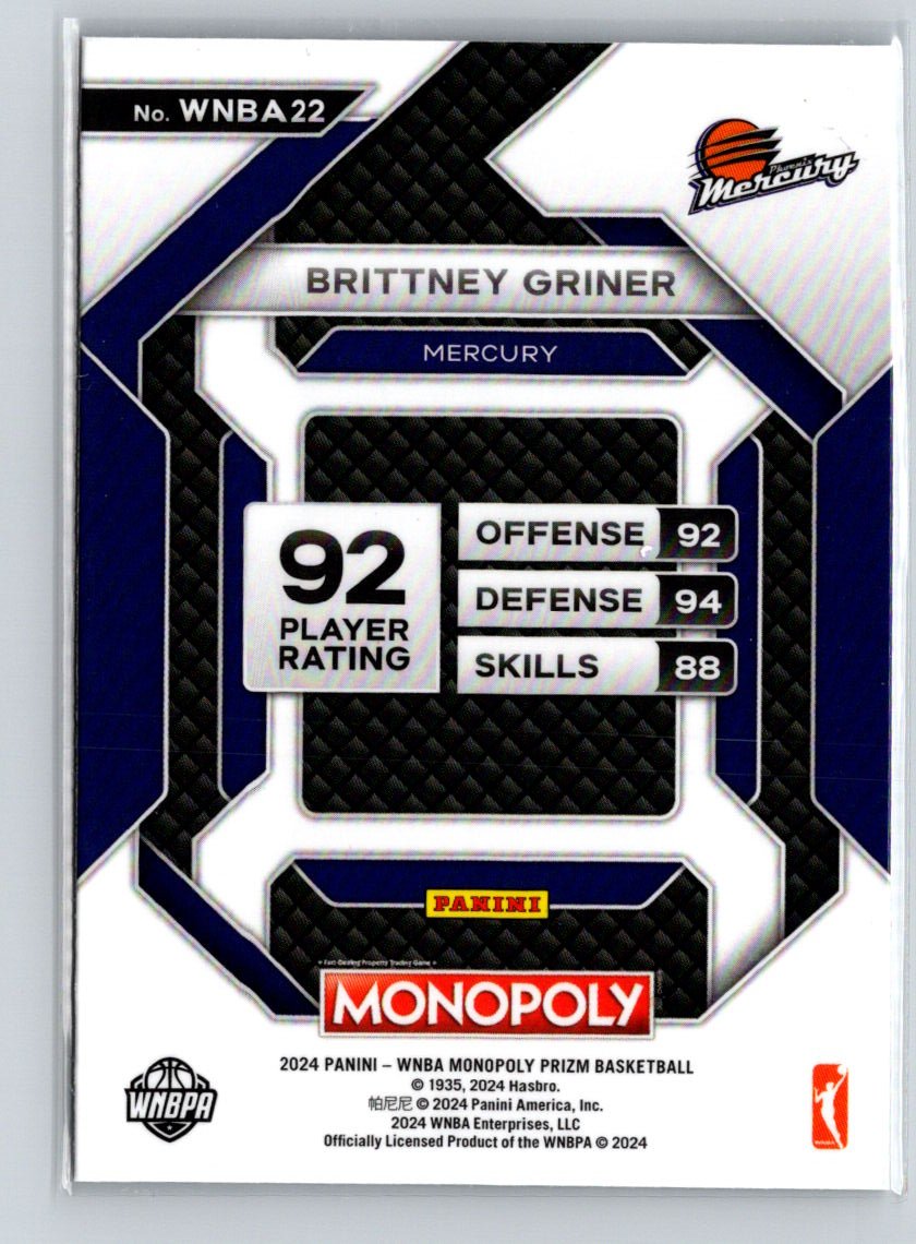 2024 Panini Prizm Monopoly WNBA #WNBA22 Brittney Griner All-Star N18