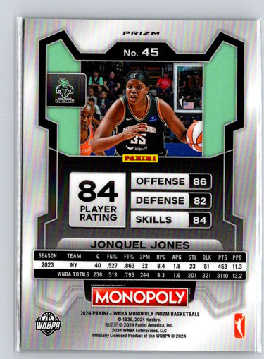 2024 Panini Prizm Monopoly WNBA #45 Jonquel Jones Classic Icons Red Prizm N18