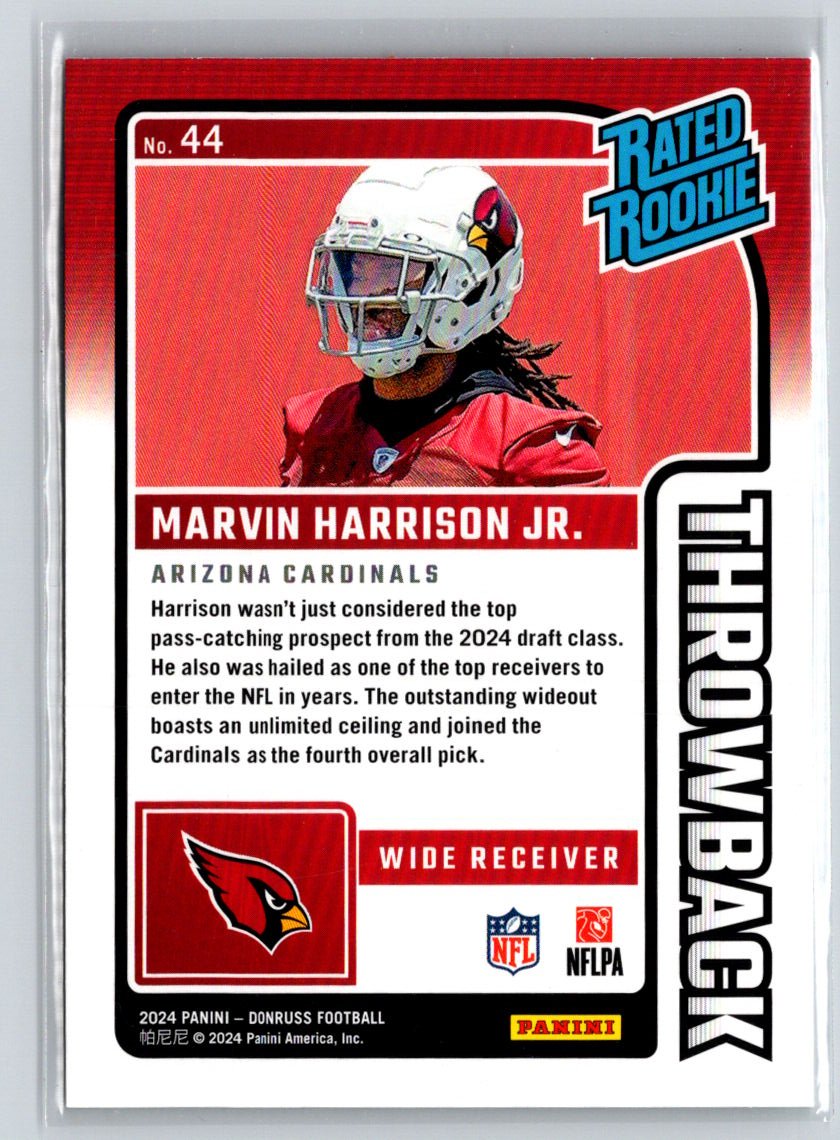2024 Donruss - Rated Rookies Throwback #44 Marvin Harrison Jr. N18