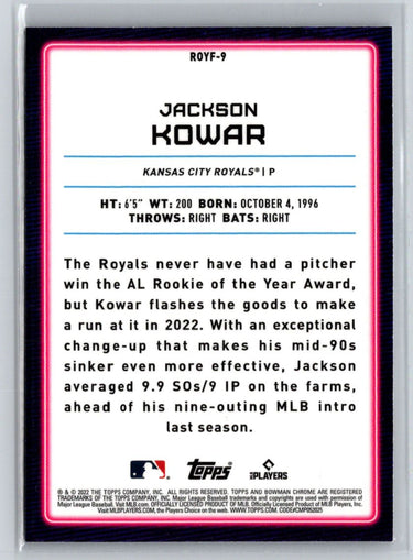 2022 Bowman - Rookie of the Year Favorites Mojo Refractors Jackson Kowar N19