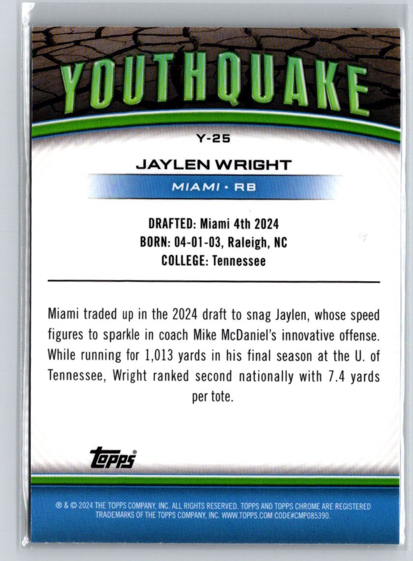 2024 Topps Chrome #Y-25 Jaylen Wright Youthquake N22