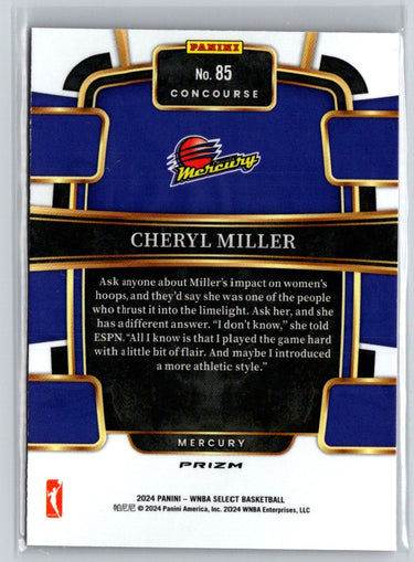 2024 Panini Select WNBA #85 Cheryl Miller Prizms Pink Ice N22