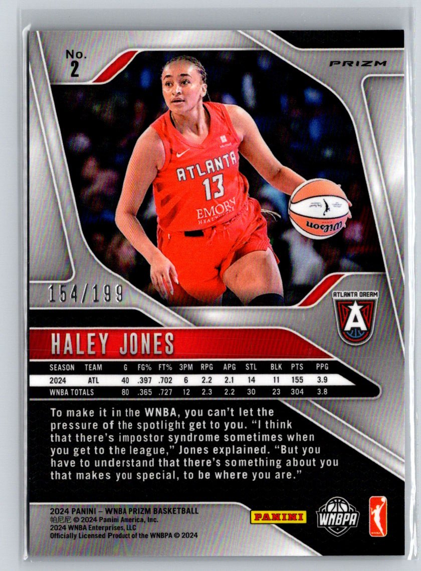 2024 Panini Prizm WNBA #2 Haley Jones Blue Pulsar Prizms #/199 N22
