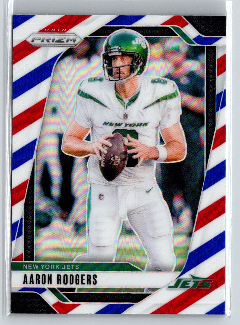 2024 Panini Prizm #222 Aaron Rodgers Red White and Blue N22
